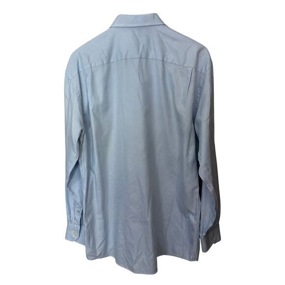 ETON Button Up Shirt Mens Size 43 / 17 Solid Blue Long Sleeve Work 100% Cotton - Picture 3 of 7